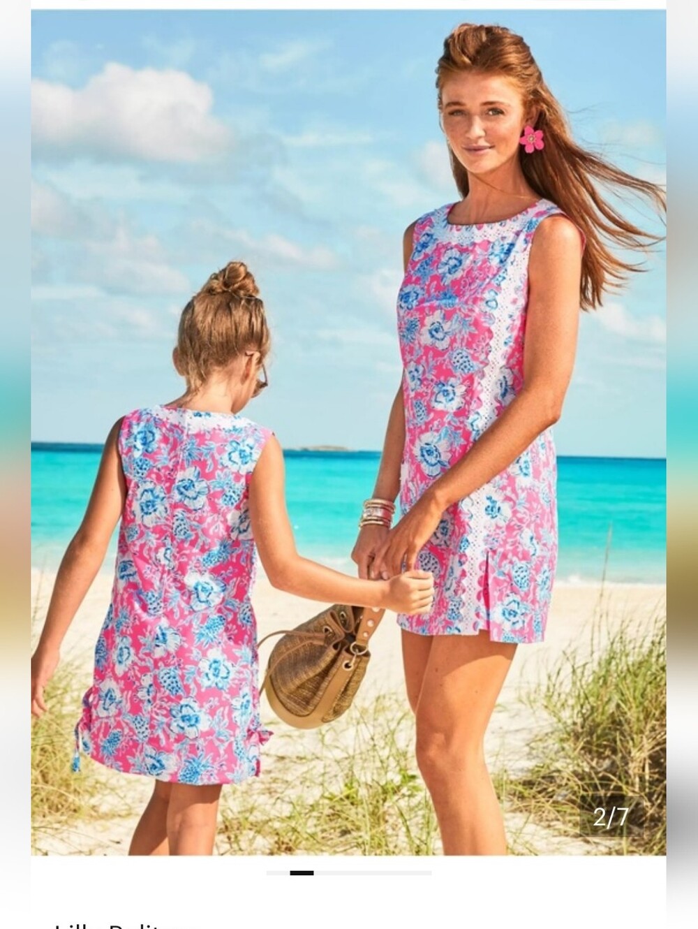 Bright Pink Floral Lilly Pulitzer Romper Dress with Blue & White Accent Size 6 - Picture 3 of 8